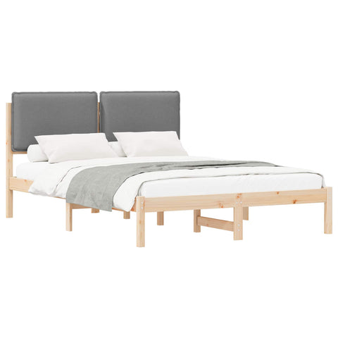 vidaXL Bed Frame with Upholstered Headboard Light Grey 135 x 190 cm
