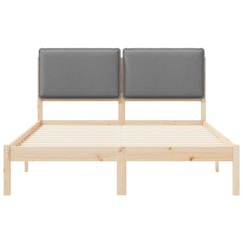 vidaXL Bed Frame with Upholstered Headboard Light Grey 135 x 190 cm