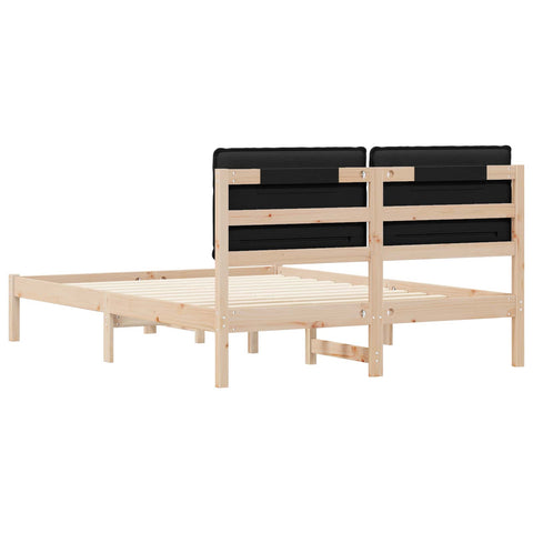 vidaXL Bed Frame with Upholstered Headboard Black 135 x 190 cm