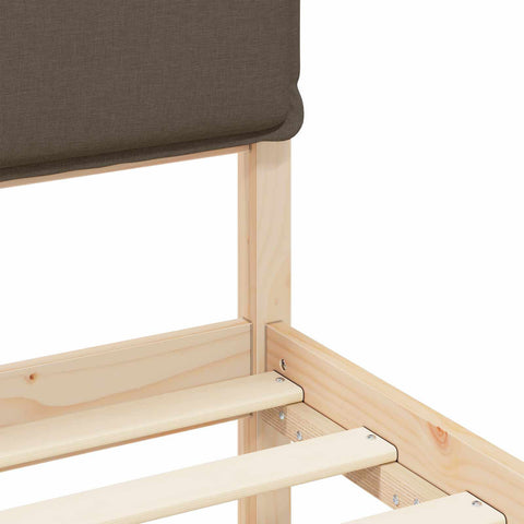 vidaXL Bed Frame with Upholstered Headboard Taupe 135 x 190 cm