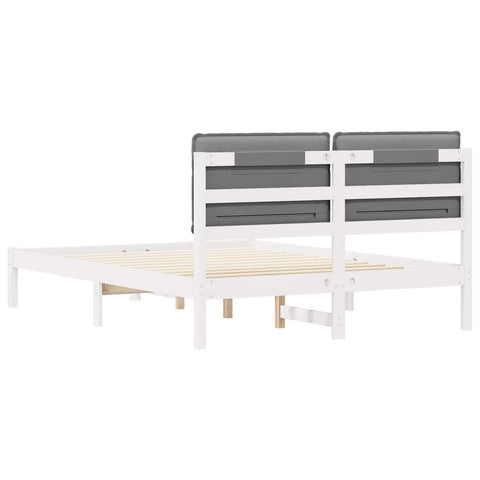 vidaXL Bed Frame with Upholstered Headboard Light Grey 135 x 190 cm