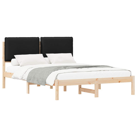 vidaXL Bed Frame with Upholstered Headboard Black 120 x 190 cm