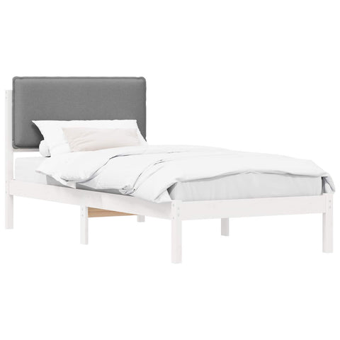 vidaXL Bed Frame with Upholstered Headboard Light Grey 90 x 200 cm