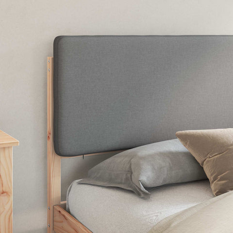 vidaXL Bed Frame with Upholstered Headboard Light Grey 180 x 200 cm