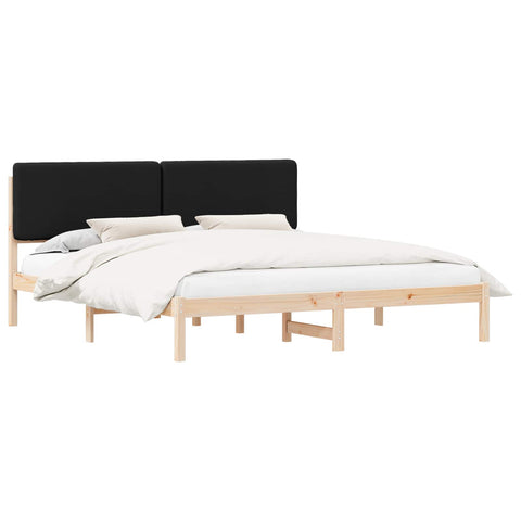 vidaXL Bed Frame with Upholstered Headboard Black 180 x 200 cm