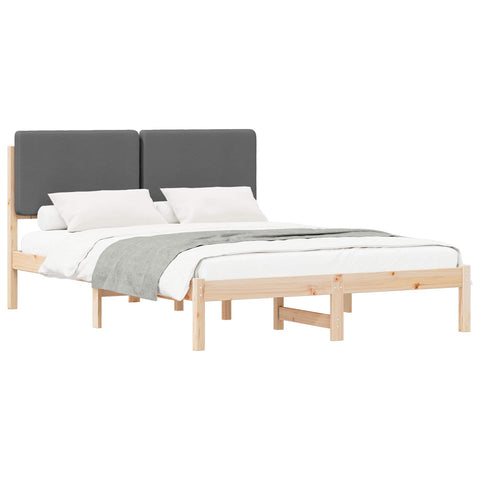 vidaXL Bed Frame with Upholstered Headboard Dark Grey 160 x 200 cm