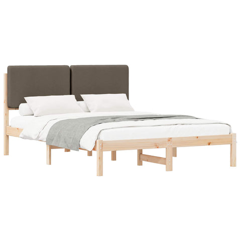 vidaXL Bed Frame with Upholstered Headboard Taupe 150 x 200 cm