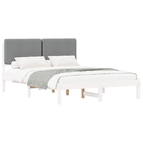 vidaXL Bed Frame with Upholstered Headboard Light Grey 150 x 200 cm
