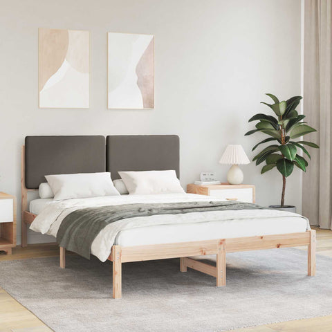 vidaXL Bed Frame with Upholstered Headboard Taupe 140 x 200 cm
