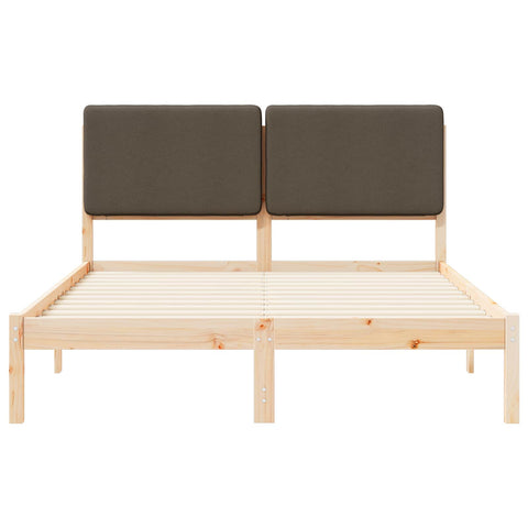 vidaXL Bed Frame with Upholstered Headboard Taupe 140 x 200 cm