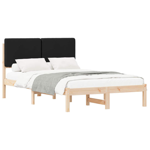 vidaXL Bed Frame with Upholstered Headboard Black 120 x 200 cm