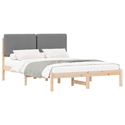 vidaXL Bed Frame with Upholstered Headboard Light Grey 140 x 190 cm