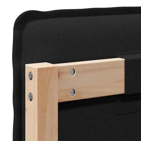 vidaXL Upholstered Headboard Natural and Black 200 cm Solid Pine Wood