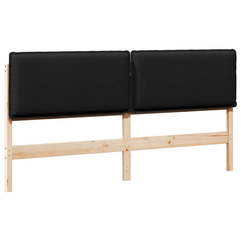 vidaXL Upholstered Headboard Natural and Black 200 cm Solid Pine Wood