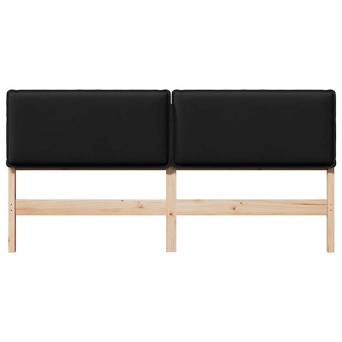 vidaXL Upholstered Headboard Natural and Black 180 cm Solid Pine Wood