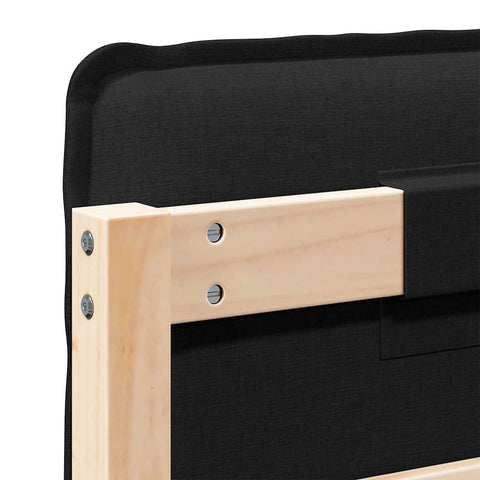 vidaXL Upholstered Headboard Natural and Black 160 cm Solid Pine Wood