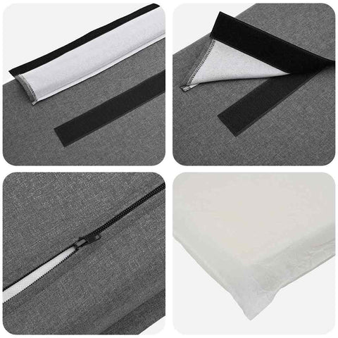 vidaXL Upholstered Headboard White and Light Grey 150 cm