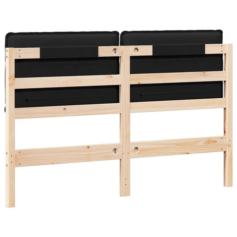 vidaXL Upholstered Headboard Natural and Black 140 cm Solid Pine Wood