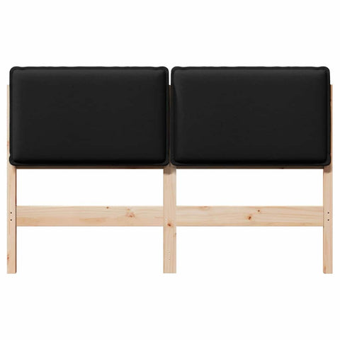 vidaXL Upholstered Headboard Natural and Black 140 cm Solid Pine Wood