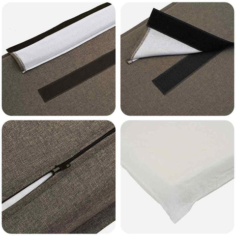 vidaXL Upholstered Headboard Natural and Taupe 140 cm Solid Pine Wood