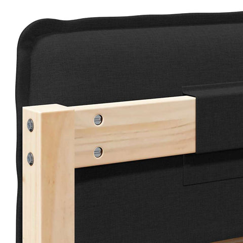 vidaXL Upholstered Headboard Natural and Black 90 cm Solid Pine Wood