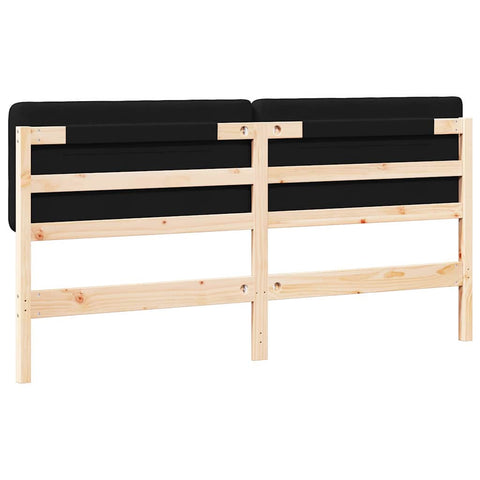 vidaXL Upholstered Headboard Brown and Black 200 cm Solid Pine Wood