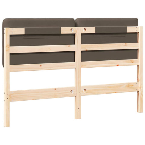 vidaXL Upholstered Headboard Brown and Taupe 140 cm Solid Pine Wood