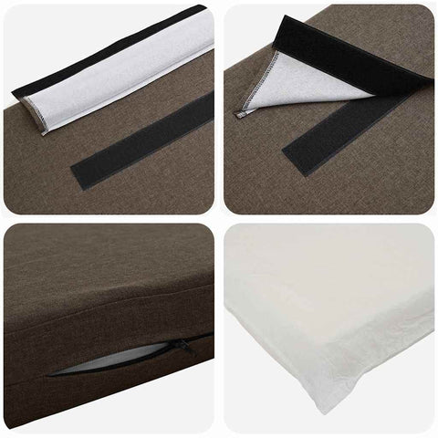 vidaXL Upholstered Headboard Brown and Taupe 135 cm Solid Pine Wood