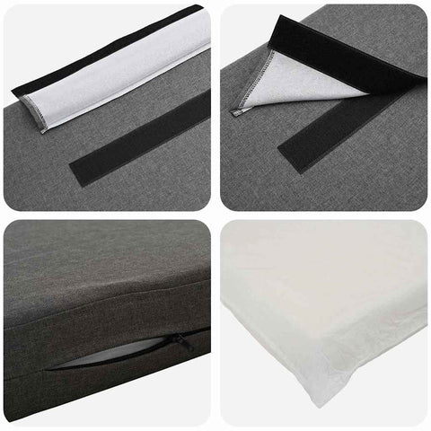 vidaXL Upholstered Headboard White and Light Grey 100 cm