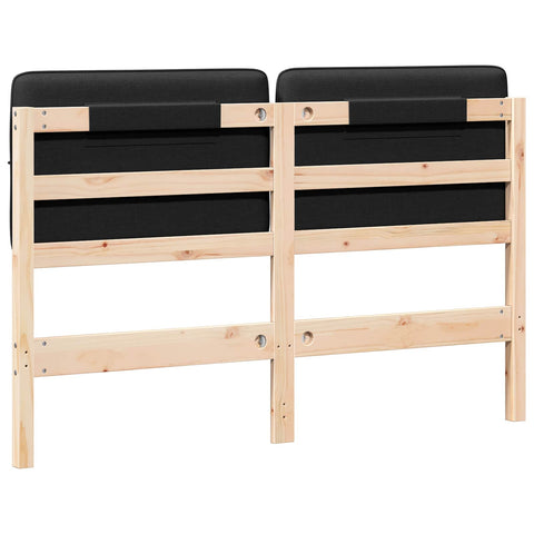 vidaXL Upholstered Headboard Brown and Black 160 cm Solid Pine Wood