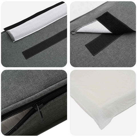 vidaXL Upholstered Headboard White and Light Grey 135 cm