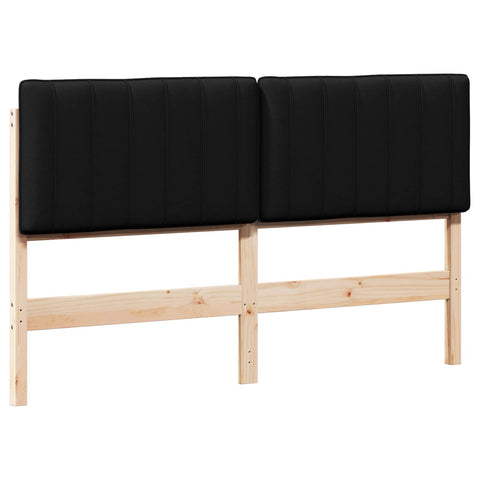 vidaXL Upholstered Headboard Brown and Black 160 cm Solid Pine Wood