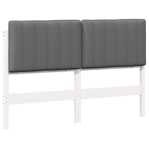 vidaXL Upholstered Headboard White and Light Grey 140 cm