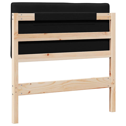 vidaXL Upholstered Headboard Brown and Black 75 cm Solid Pine Wood