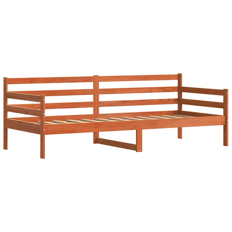 vidaXL Day Bed with Headboard Wax Brown Solid Pine Wood