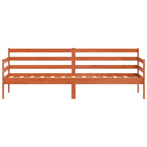 vidaXL Day Bed with Headboard Wax Brown Solid Pine Wood