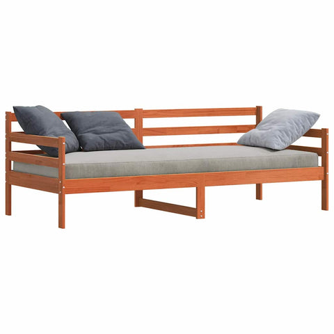 vidaXL Day Bed with Headboard Wax Brown Solid Pine Wood