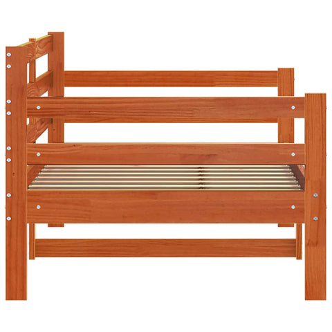 vidaXL Day Bed with Headboard Wax Brown Solid Pine Wood