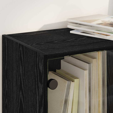 vidaXL Highboard Black Oak 68 x 37 x 142 cm Engineered Wood