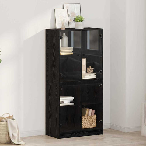 vidaXL Highboard Black Oak 68 x 37 x 142 cm Engineered Wood