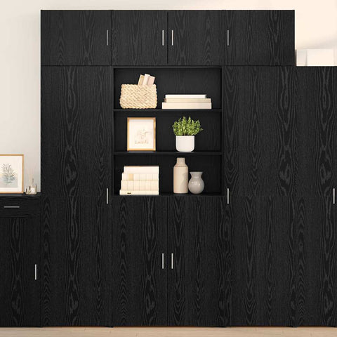vidaXL Highboard Black Oak 80 x 42.5 x 185 cm Engineered Wood