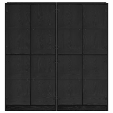 vidaXL Highboard 2 pcs Black Oak 136 x 37 x 142 cm Engineered Wood