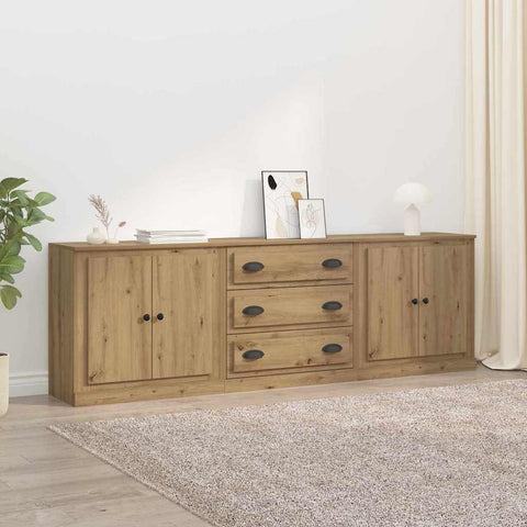 vidaXL Sideboards 3 pcs Old Wood 210 x 35.5 x 67.5 cm Engineered Wood