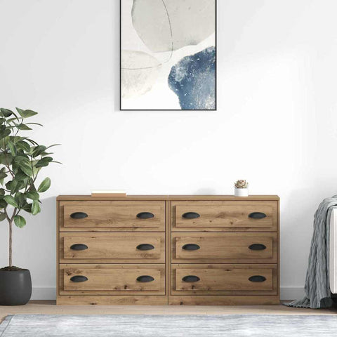 vidaXL Sideboards with Drawer 2 pcs Artisan Oak 70 x 35.5 x 67.5 cm