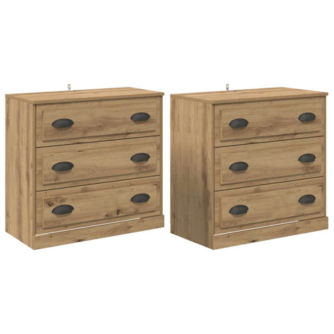 vidaXL Sideboards with Drawer 2 pcs Artisan Oak 70 x 35.5 x 67.5 cm