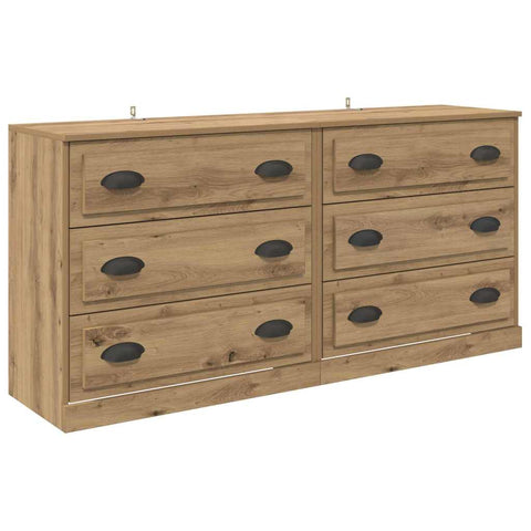 vidaXL Sideboards with Drawer 2 pcs Artisan Oak 70 x 35.5 x 67.5 cm