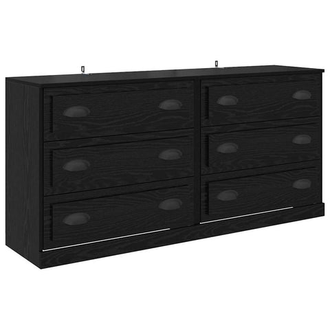 vidaXL Sideboards 2 pcs Black Oak 70 x 35.5 x 67.5 cm Engineered Wood