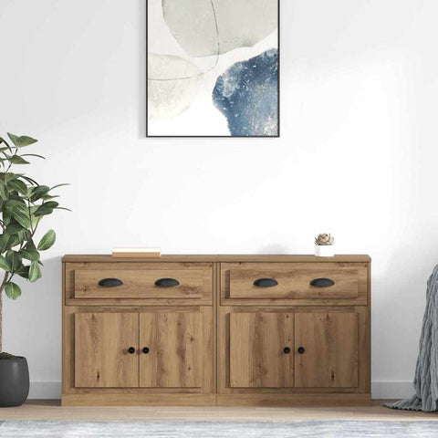 vidaXL Sideboards with Drawer 2 pcs Artisan Oak 70 x 35.5 x 67.5 cm