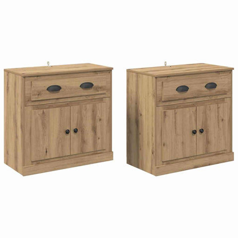 vidaXL Sideboards with Drawer 2 pcs Artisan Oak 70 x 35.5 x 67.5 cm