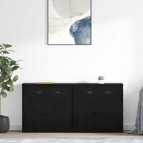 vidaXL Sideboards 2 pcs Black Oak 70 x 35.5 x 67.5 cm Engineered Wood